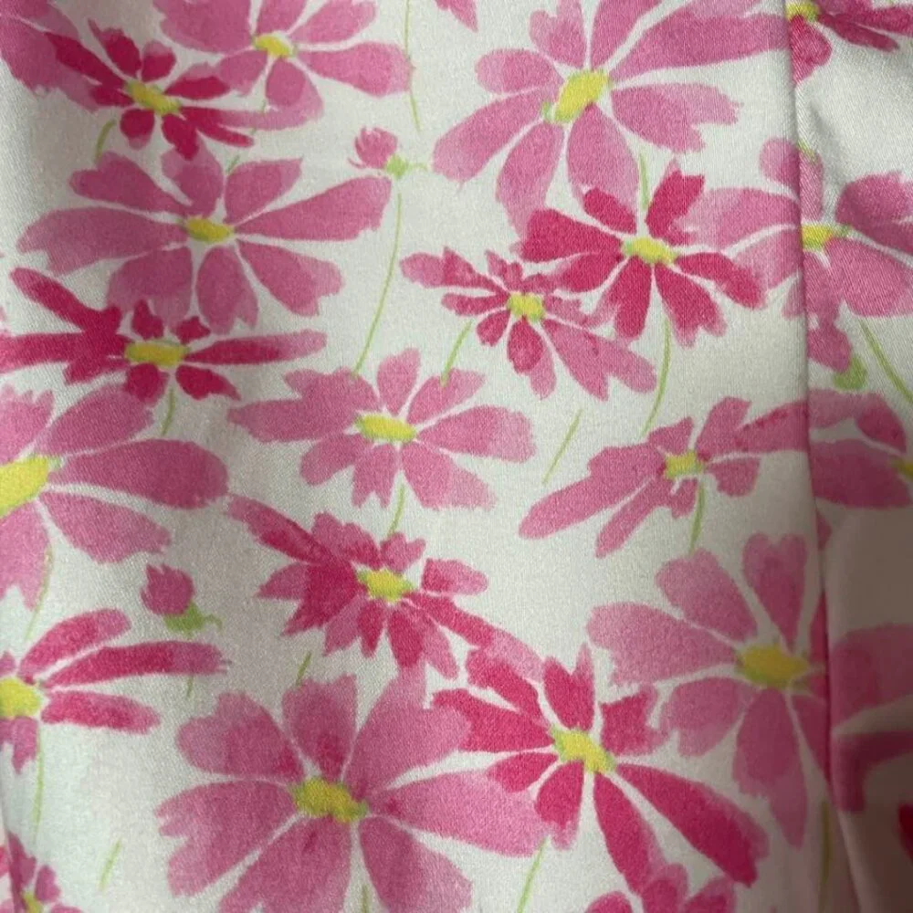 Liz Claiborne Woman Michaela Floral Ankle Pants 16W Pink Stretch Cotton Career - Picture 9 of 14